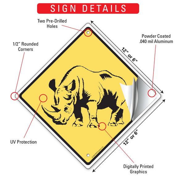 Warning! Rhino Animal Signs or Sticker