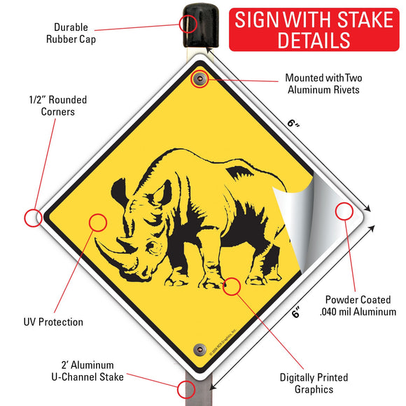 Warning! Rhino Animal Signs or Sticker