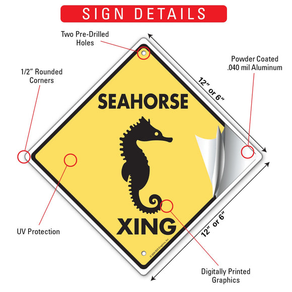 Seahorse Xing (Crossing) Animal Signs or Sticker