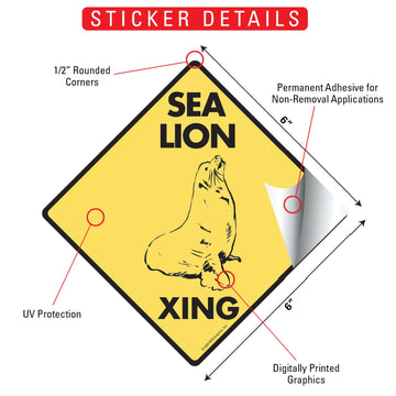 Sea Lion Crossing Animal Aluminum Sign or Vinyl Sticker - Weatherproof Novelty - 0