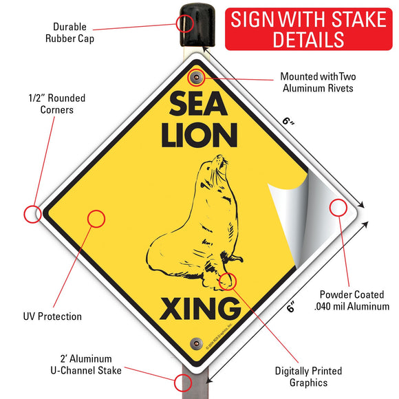 Sea Lion Xing (Crossing) Animal Signs or Sticker
