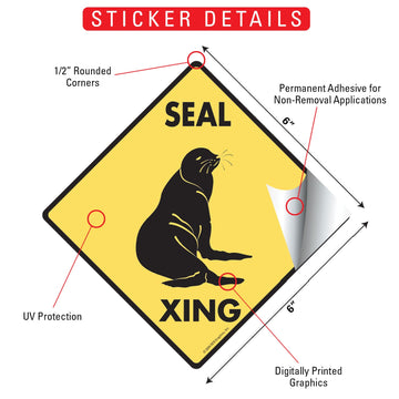 Seal Crossing Animal Aluminum Sign or Vinyl Sticker - Weatherproof Novelty - 0