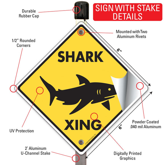 Shark Xing (Crossing) Signs or Sticker