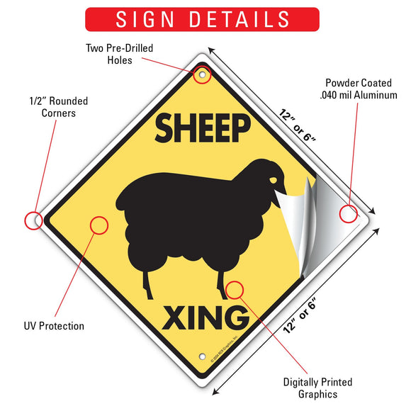 Sheep Xing (Crossing) Animal Signs or Sticker