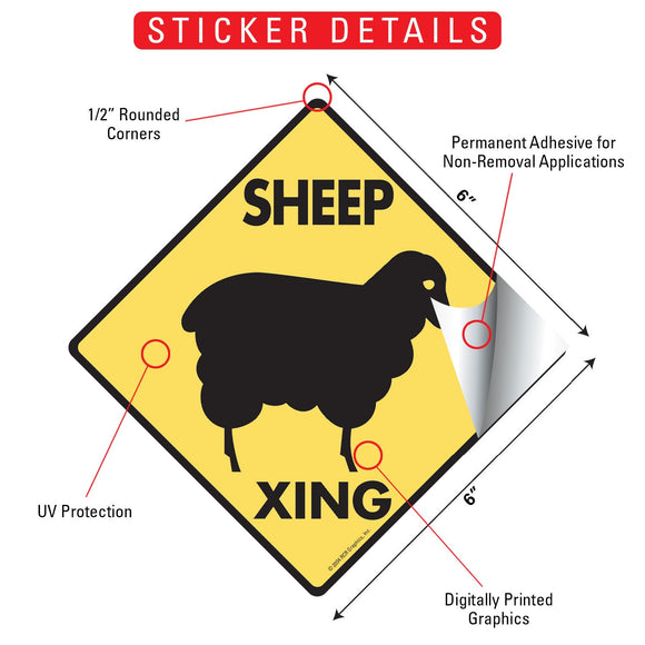 Sheep Xing (Crossing) Animal Signs or Sticker