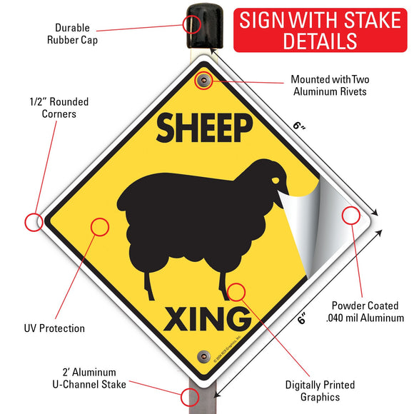 Sheep Xing (Crossing) Animal Signs or Sticker