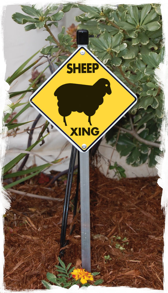 Sheep Crossing Aluminum Sign or Vinyl Sticker - Weatherproof Novelty