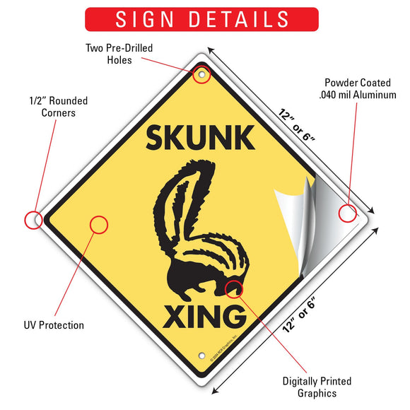 Skunk Xing (Crossing) Animal Signs or Sticker