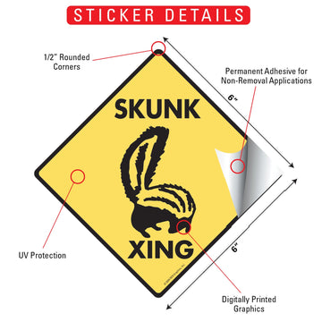 Skunk Crossing Animal Aluminum Sign or Vinyl Sticker - Weatherproof Novelty - 0
