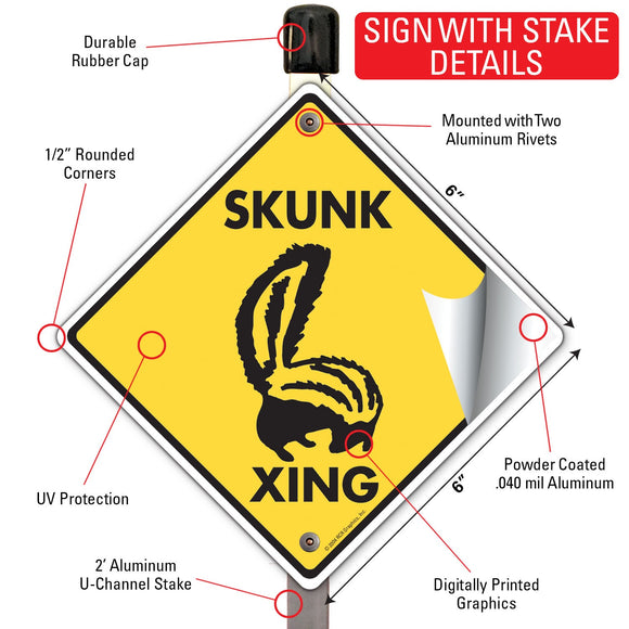 Skunk Xing (Crossing) Animal Signs or Sticker