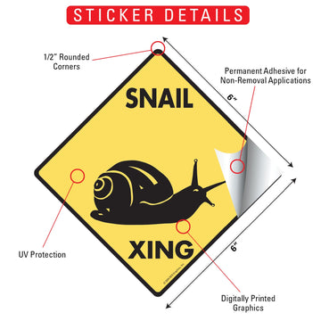 Snail Crossing Animal Aluminum Sign or Vinyl Sticker - Weatherproof Novelty - 0
