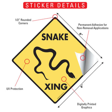 Snake Xing (Crossing) Reptile Signs or Sticker - 0