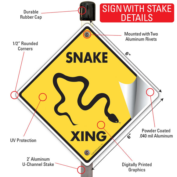 Snake Xing (Crossing) Reptile Signs or Sticker