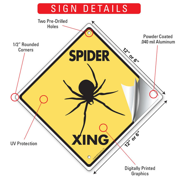 Spider Xing (Crossing) Reptile Signs or Sticker