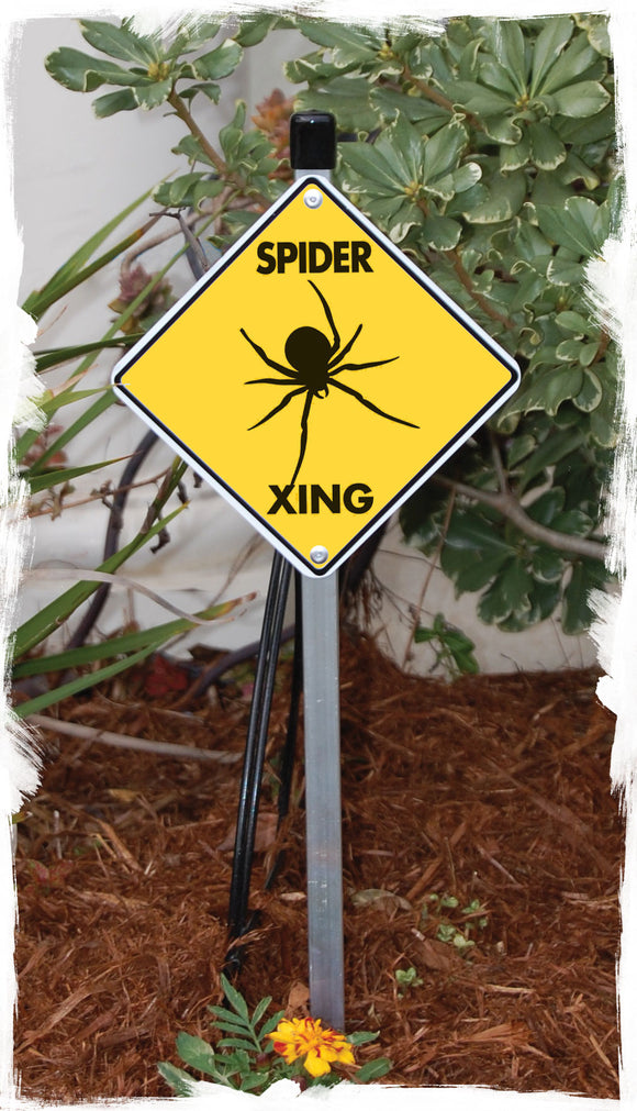 Spider Crossing Aluminum Sign or Vinyl Sticker - Weatherproof Novelty
