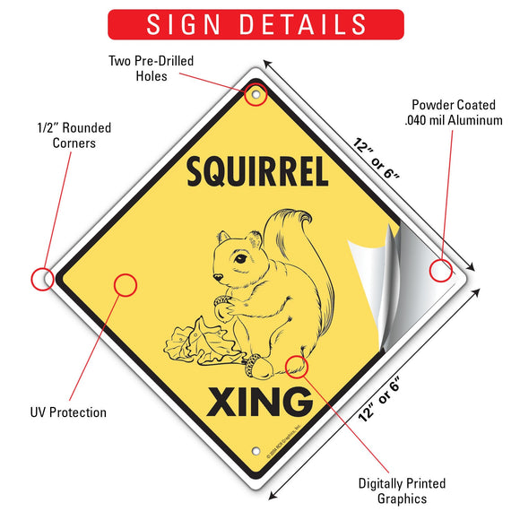 Squirrel Xing (Crossing) Animal Signs or Sticker