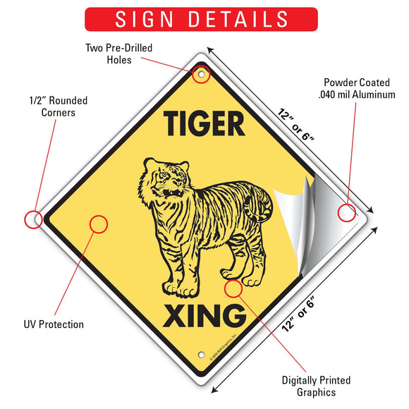 Tiger Xing (Crossing) Animal Signs or Sticker