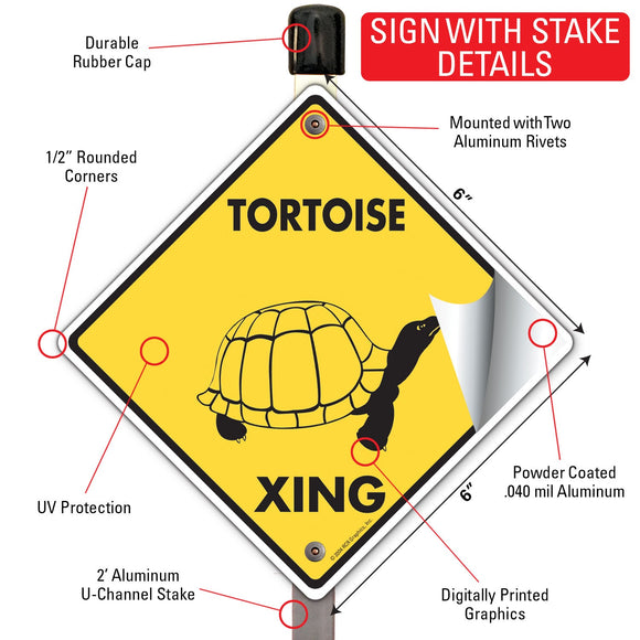 Tortoise Xing (Crossing) Reptile Signs or Sticker