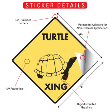 Turtle Xing (Crossing) Reptile Signs or Sticker - 0