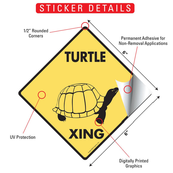 Turtle Xing (Crossing) Reptile Signs or Sticker