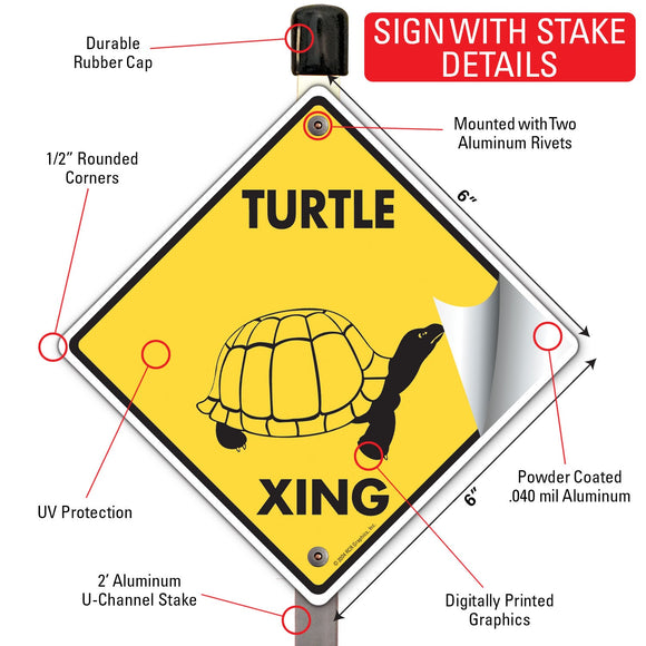 Turtle Xing (Crossing) Reptile Signs or Sticker