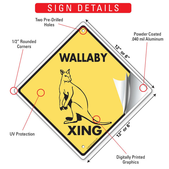 Wallaby Xing (Crossing) Animal Signs or Sticker
