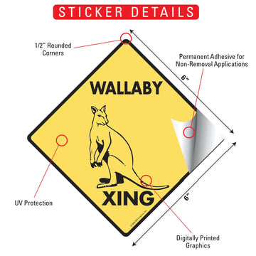 Wallaby Crossing Animal Aluminum Sign or Vinyl Sticker - Weatherproof Novelty - 0
