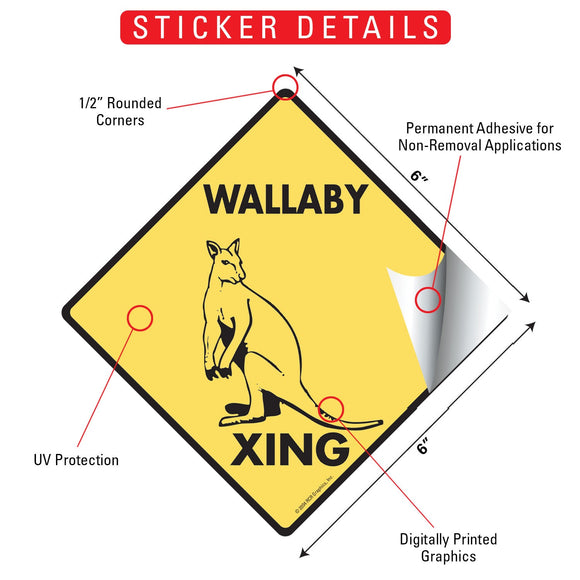 Wallaby Xing (Crossing) Animal Signs or Sticker