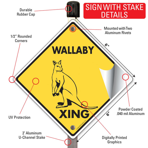 Wallaby Xing (Crossing) Animal Signs or Sticker