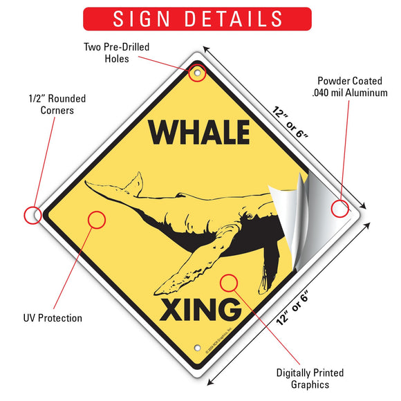 Whale Xing (Crossing) Animal Signs or Sticker