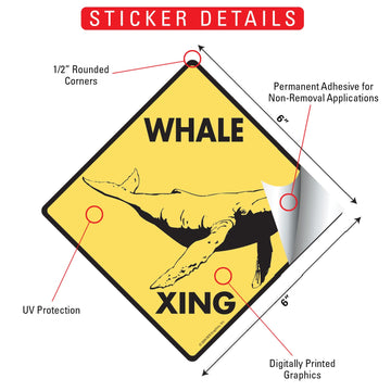 Whale Crossing Animal Aluminum Sign or Vinyl Sticker - Weatherproof Novelty - 0