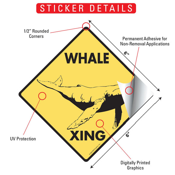 Whale Xing (Crossing) Animal Signs or Sticker
