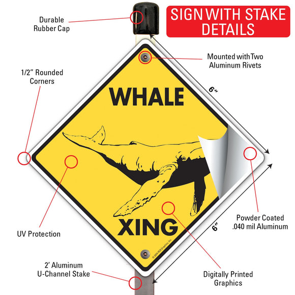 Whale Xing (Crossing) Animal Signs or Sticker