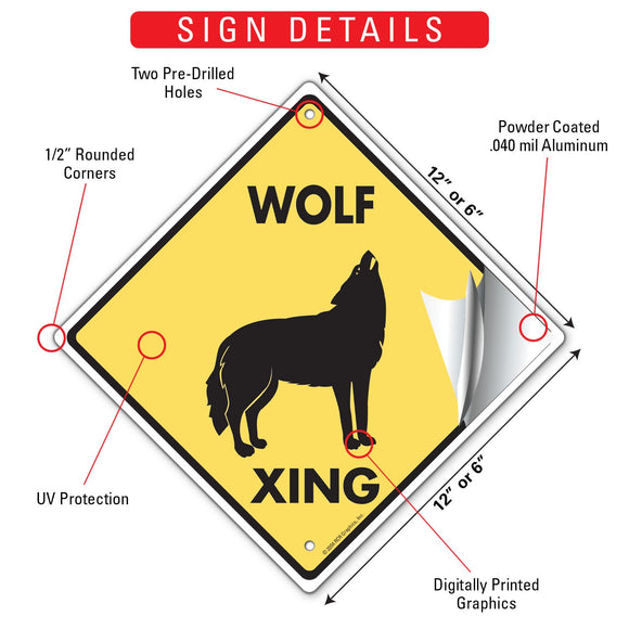 Wolf Xing (Crossing) Animal Signs or Sticker