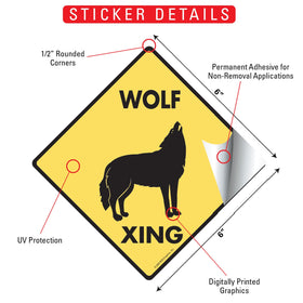 Wolf Xing (Crossing) Animal Signs or Sticker - 0
