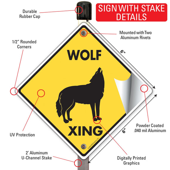 Wolf Xing (Crossing) Animal Signs or Sticker