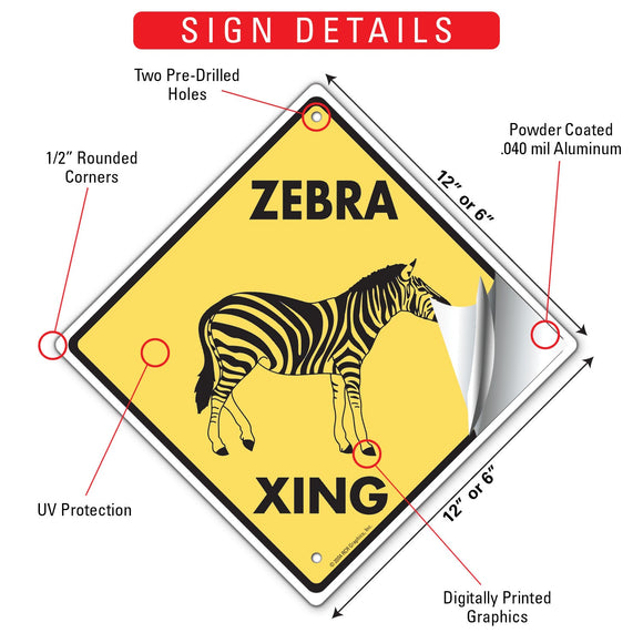 Zebra Xing (Crossing) Animal Signs or Sticker