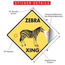 Zebra Xing (Crossing) Animal Signs or Sticker-2