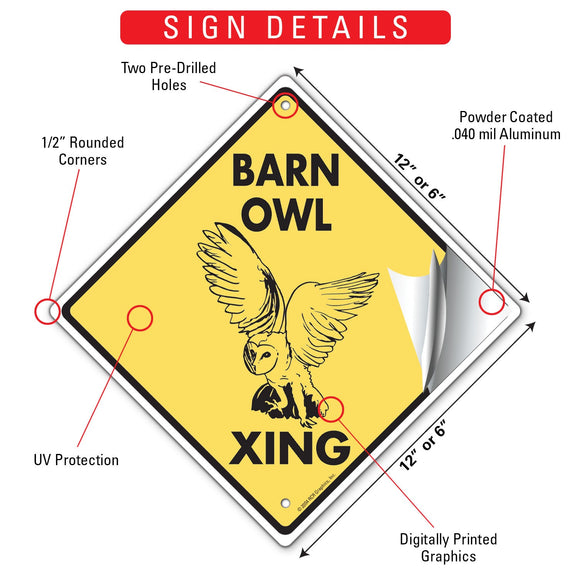 Barn Owl Xing (Crossing) Bird Signs or Sticker