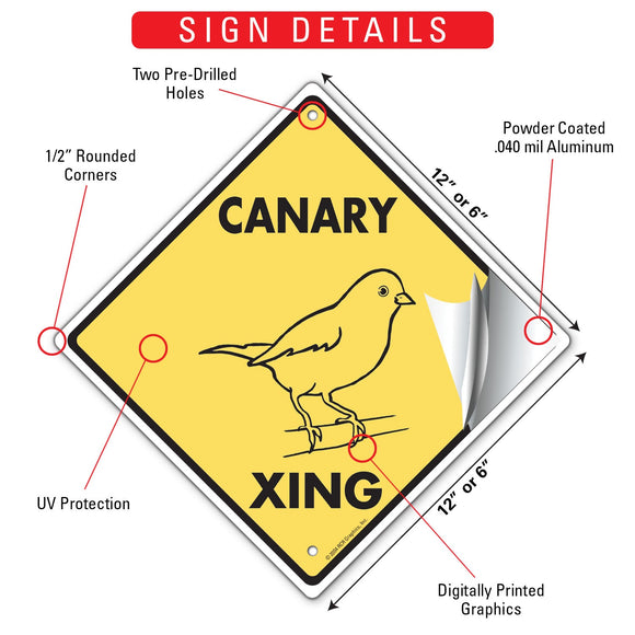 Canary Xing (Crossing) Bird Signs or Sticker
