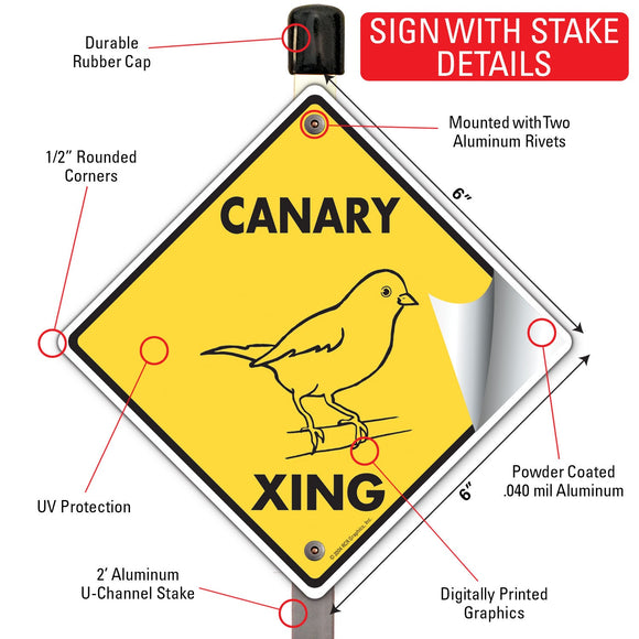 Canary Xing (Crossing) Bird Signs or Sticker
