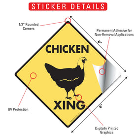 Chicken Xing (Crossing) Bird Signs or Sticker - 0