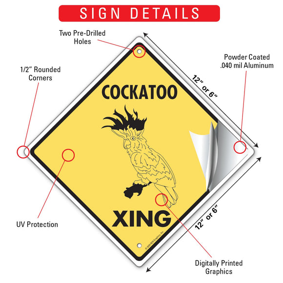 Cockatoo Xing (Crossing) Bird Signs or Sticker