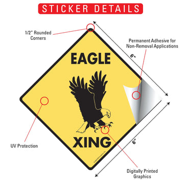 Eagle Xing (Crossing) Bird Signs or Sticker - 0