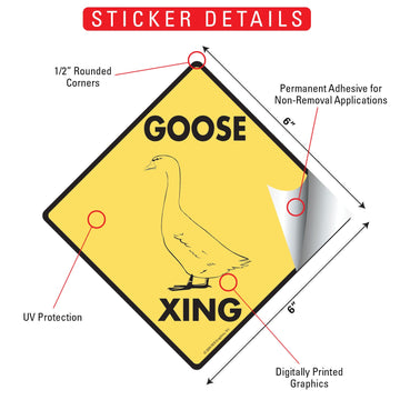 Goose Xing (Crossing) Bird Signs or Sticker - 0