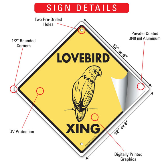 Lovebird Xing (Crossing) Bird Signs or Sticker