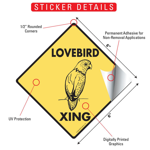 Lovebird Xing (Crossing) Bird Signs or Sticker