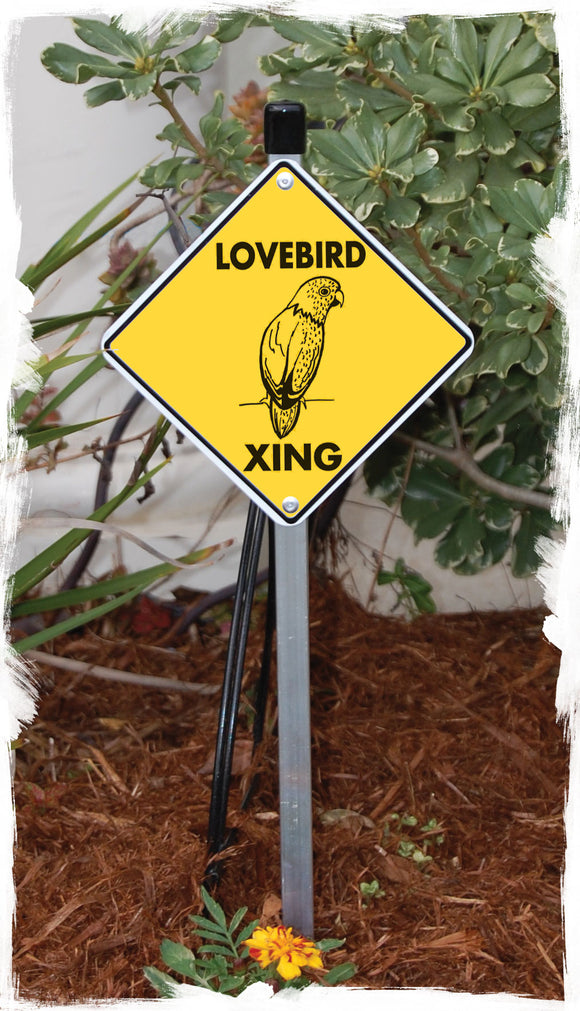 Lovebird Crossing Aluminum Sign or Vinyl Sticker - Weatherproof Novelty