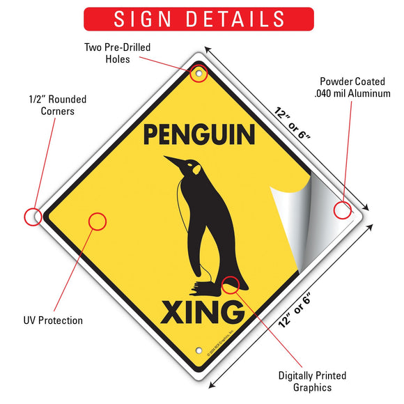 Penguin Xing (Crossing) Bird Signs or Sticker