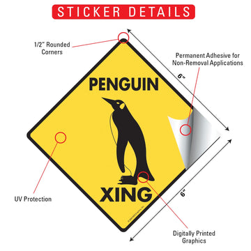Penguin Crossing Bird Aluminum Sign or Vinyl Sticker - Weatherproof Novelty - 0